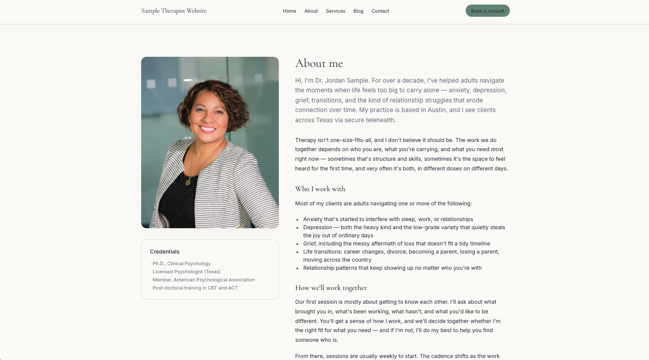 Reference site — About page