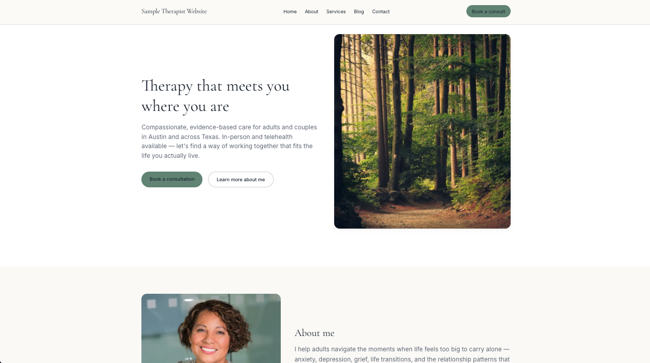 Reference therapy practice site — home page